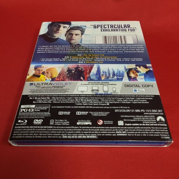 Star Trek Into Darkness 3 Disc Set Blue Ray DVD Digital Copy - Picture 6 of 14